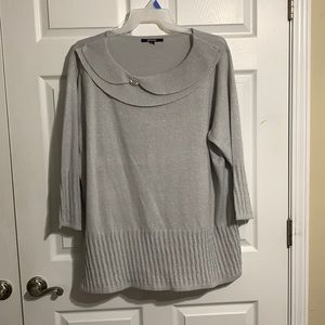 Silver glitter Top with ruffle neck line